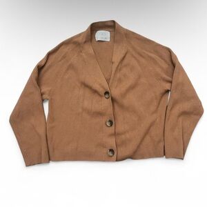 Zara Caramel Brown Ribbed Button Cardigan